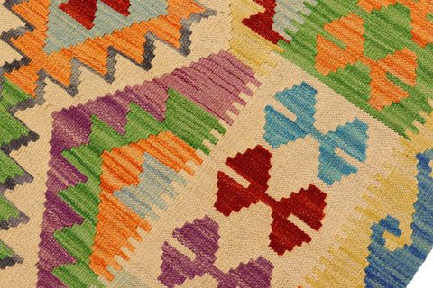 handmade Geometric Kilim Blue Rust Hand-Woven RECTANGLE 100% WOOL area rug 3' x 5'