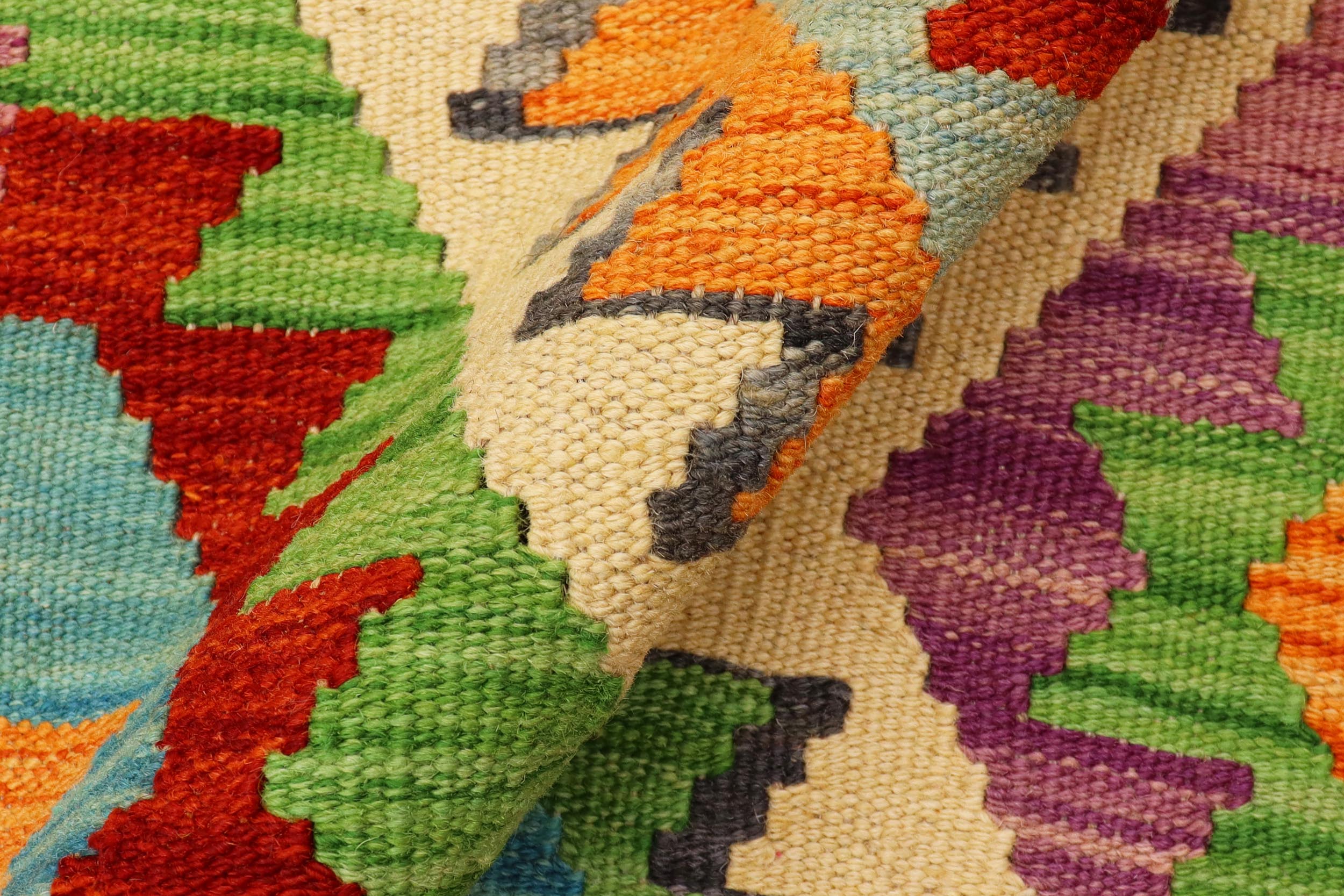 handmade Geometric Kilim Blue Rust Hand-Woven RECTANGLE 100% WOOL area rug 3' x 5'