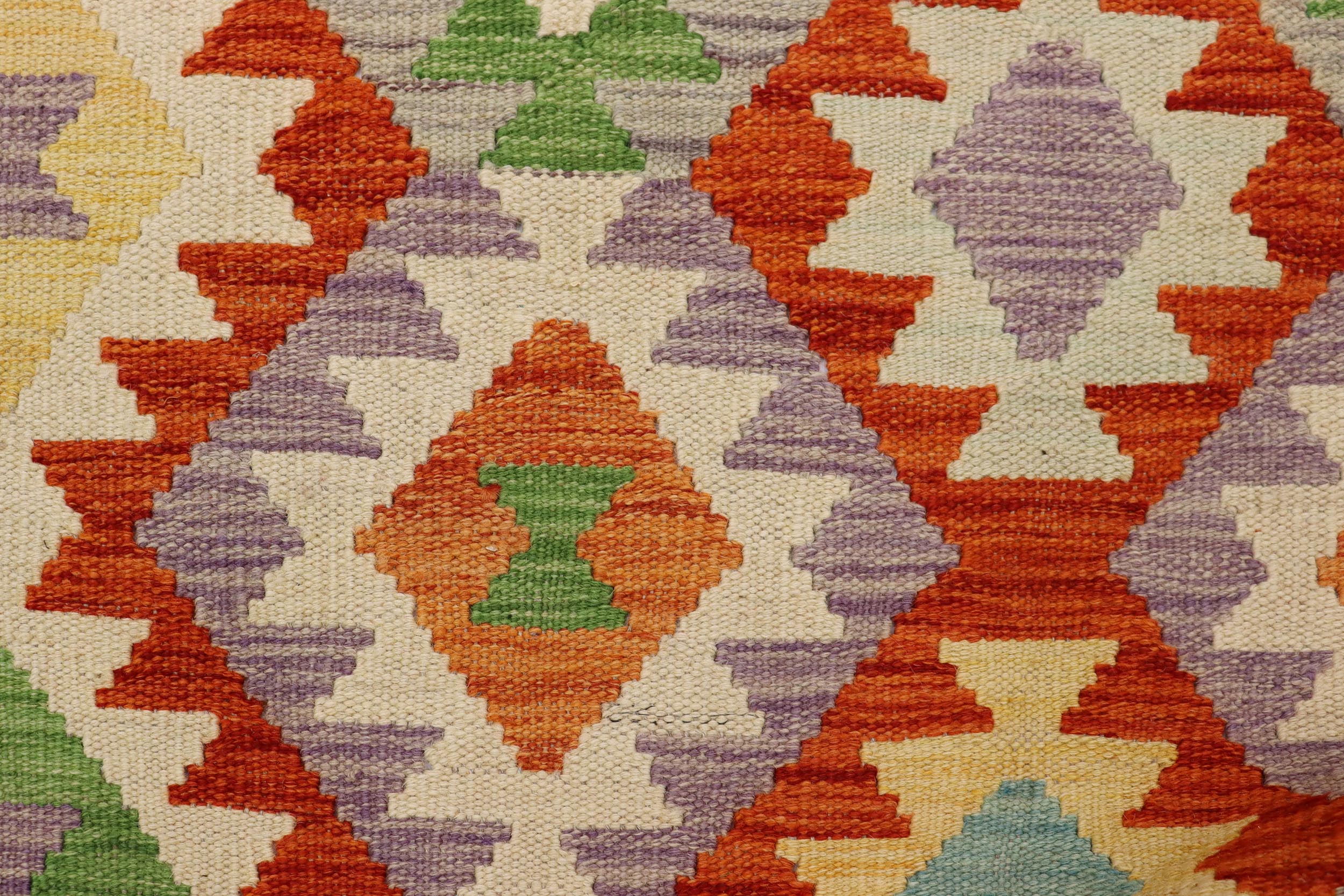 handmade Geometric Kilim Rust Blue Hand-Woven RECTANGLE 100% WOOL area rug 3 x 5