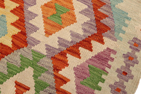 handmade Geometric Kilim Rust Blue Hand-Woven RECTANGLE 100% WOOL area rug 3 x 5