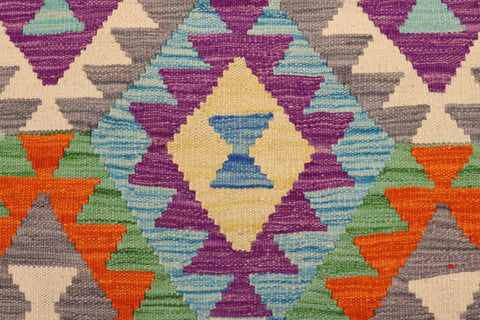 handmade Geometric Kilim Blue Rust Hand-Woven RECTANGLE 100% WOOL area rug 3 x 5