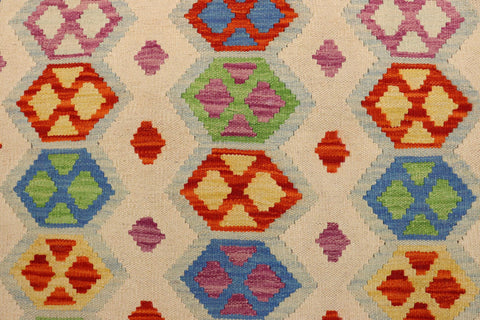 handmade Geometric Kilim Beige Rust Hand-Woven RECTANGLE 100% WOOL area rug 4 x 6