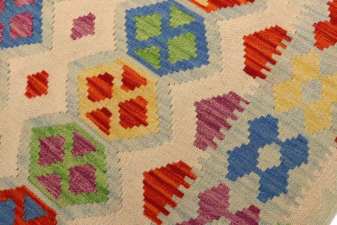 handmade Geometric Kilim Beige Rust Hand-Woven RECTANGLE 100% WOOL area rug 4 x 6