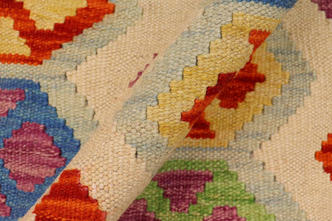 handmade Geometric Kilim Beige Rust Hand-Woven RECTANGLE 100% WOOL area rug 4 x 6