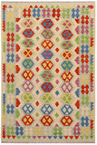 Southwestern Turkish Kilim Gisselle Hand-Woven Wool Rug -4'3'' x 5'8''