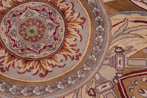 handmade Traditional Firdous Brown Brown Hand Knotted RECTANGLE 100% WOOL area rug 9x12