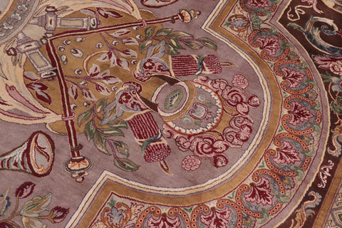 handmade Traditional Firdous Brown Brown Hand Knotted RECTANGLE 100% WOOL area rug 9x12