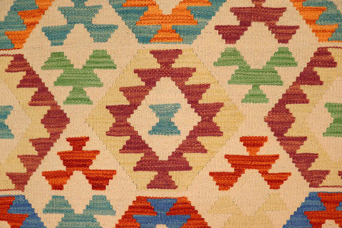 handmade Geometric Kilim Beige Rust Hand-Woven RECTANGLE 100% WOOL area rug 4 x 6