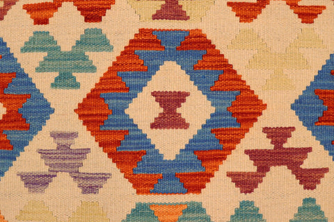 handmade Geometric Kilim Beige Rust Hand-Woven RECTANGLE 100% WOOL area rug 4 x 6