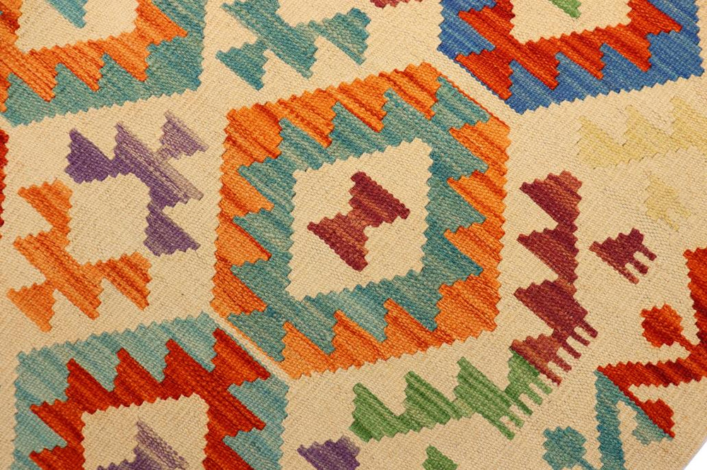 Flat Weave Kilim Antique Navaho Vintage handmade Geometric Kilim Beige Rust Hand-Woven Rectangle 100% Wool Area Rug 4x6 