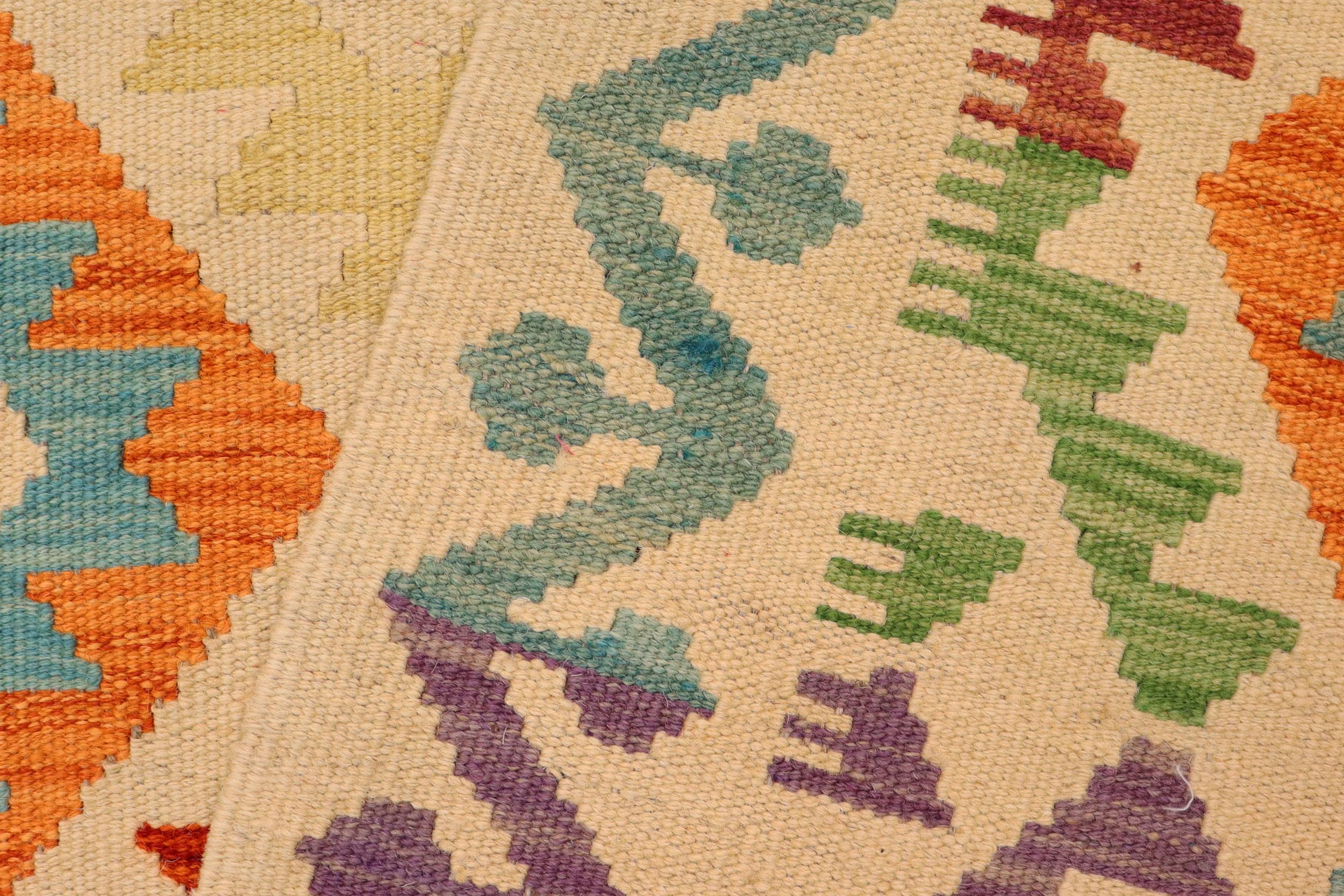 handmade Geometric Kilim Beige Rust Hand-Woven RECTANGLE 100% WOOL area rug 4 x 6