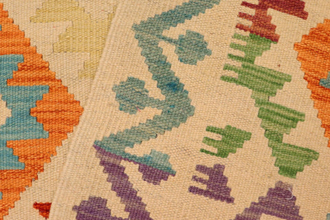 handmade Geometric Kilim Beige Rust Hand-Woven RECTANGLE 100% WOOL area rug 4 x 6