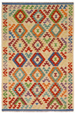 Bohemian Turkish Kilim Gretchen Hand-Woven Wool Rug - 4'2'' x 6'2''