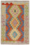 Tribal Turkish Kilim Ruby Hand-Woven Wool Rug - 2'2'' x 3'3''