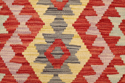 handmade Geometric Kilim Red Blue Hand-Woven RECTANGLE 100% WOOL area rug 2' x 2'