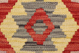 Flat Weave Kilim Antique Navaho Vintage handmade Geometric Kilim Red Blue Hand-Woven Rectangle 100% Wool Area Rug 2x2 