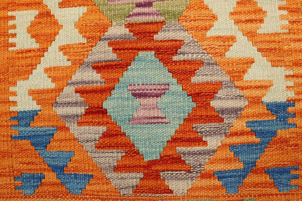 Flat Weave Kilim Antique Navaho Vintage handmade Geometric Kilim Rust Blue Hand-Woven Rectangle 100% Wool Area Rug 2x3 