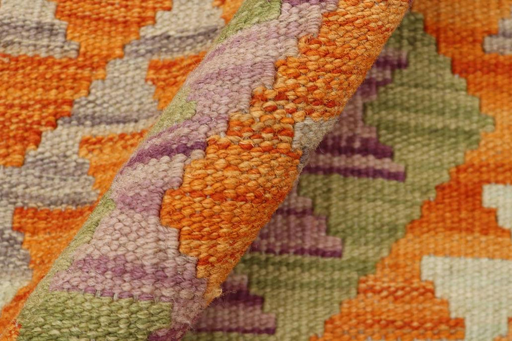 Flat Weave Kilim Antique Navaho Vintage handmade Geometric Kilim Rust Blue Hand-Woven Rectangle 100% Wool Area Rug 2x3 