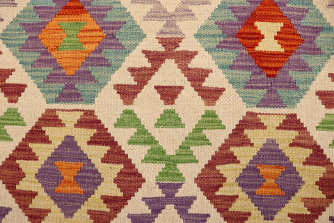 handmade Geometric Kilim Beige Blue Hand-Woven RECTANGLE 100% WOOL area rug 3 x 5