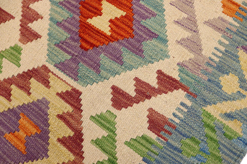 handmade Geometric Kilim Beige Blue Hand-Woven RECTANGLE 100% WOOL area rug 3 x 5