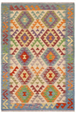 Bohemian Turkish Kilim Malachi Hand-Woven Wool Rug - 3'5'' x 4'10''