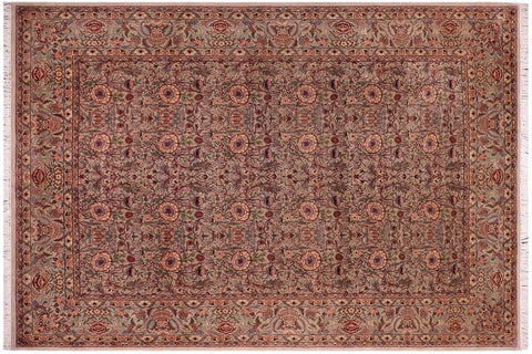 handmade Transitional Rosheen Taupe Pink Hand Knotted RECTANGLE 100% WOOL area rug 9x13