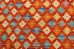 Flat Weave Kilim Antique Navaho Vintage handmade Modern Kilim Rust Purple Hand-Woven Rectangle 100% Wool Area Rug 3x5 