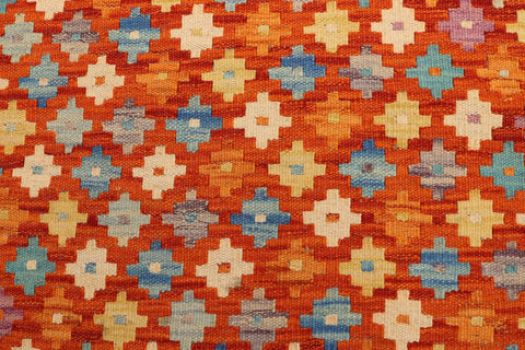 handmade Modern Kilim Rust Purple Hand-Woven RECTANGLE 100% WOOL area rug 3x5