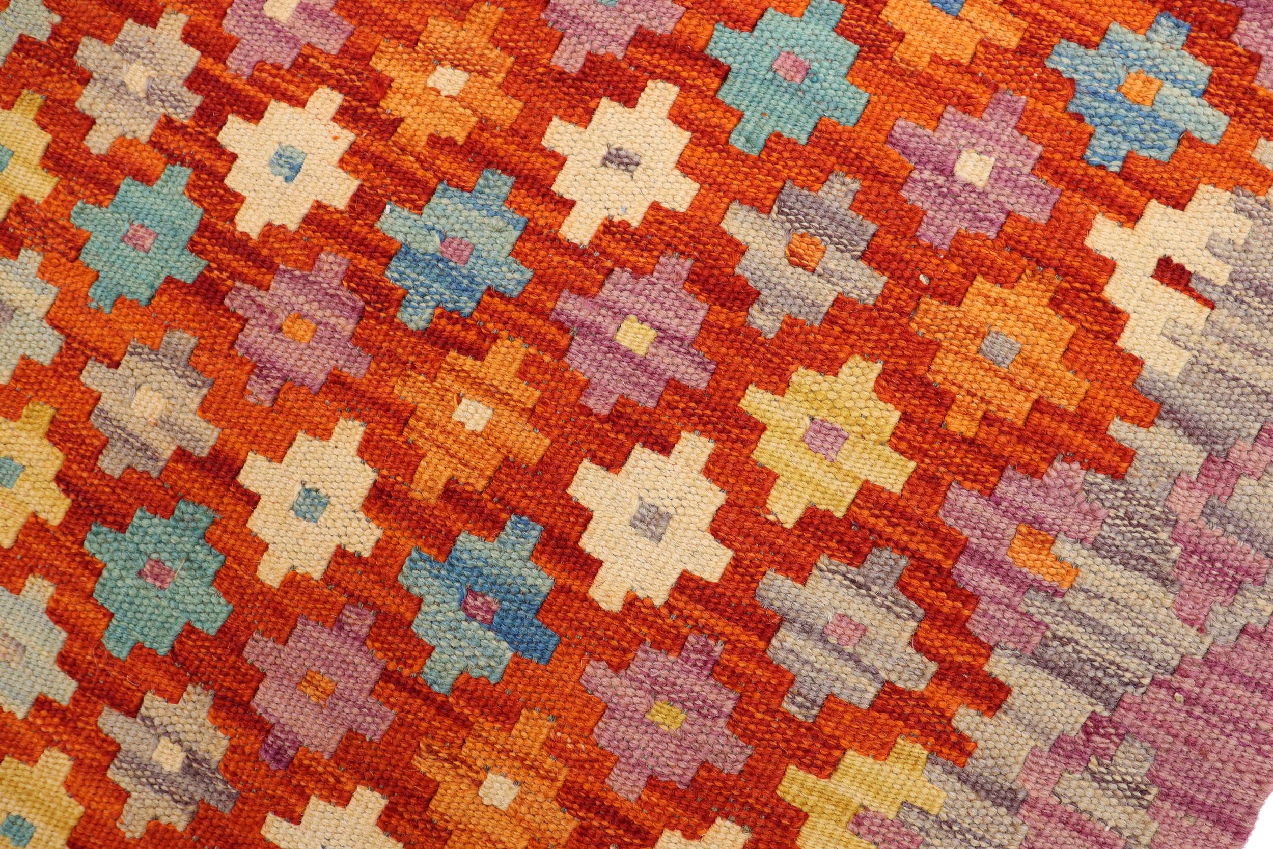 handmade Modern Kilim Rust Purple Hand-Woven RECTANGLE 100% WOOL area rug 3x5