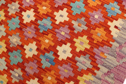 handmade Modern Kilim Rust Purple Hand-Woven RECTANGLE 100% WOOL area rug 3x5