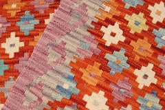 Flat Weave Kilim Antique Navaho Vintage handmade Modern Kilim Rust Purple Hand-Woven Rectangle 100% Wool Area Rug 3x5 