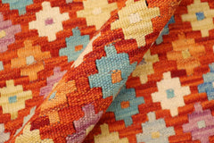 Flat Weave Kilim Antique Navaho Vintage handmade Modern Kilim Rust Purple Hand-Woven Rectangle 100% Wool Area Rug 3x5 