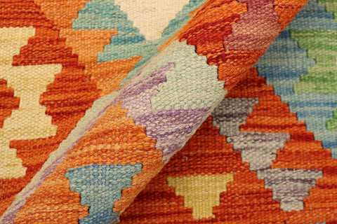 handmade Geometric Kilim Rust Beige Hand-Woven RECTANGLE 100% WOOL area rug 4 x 6
