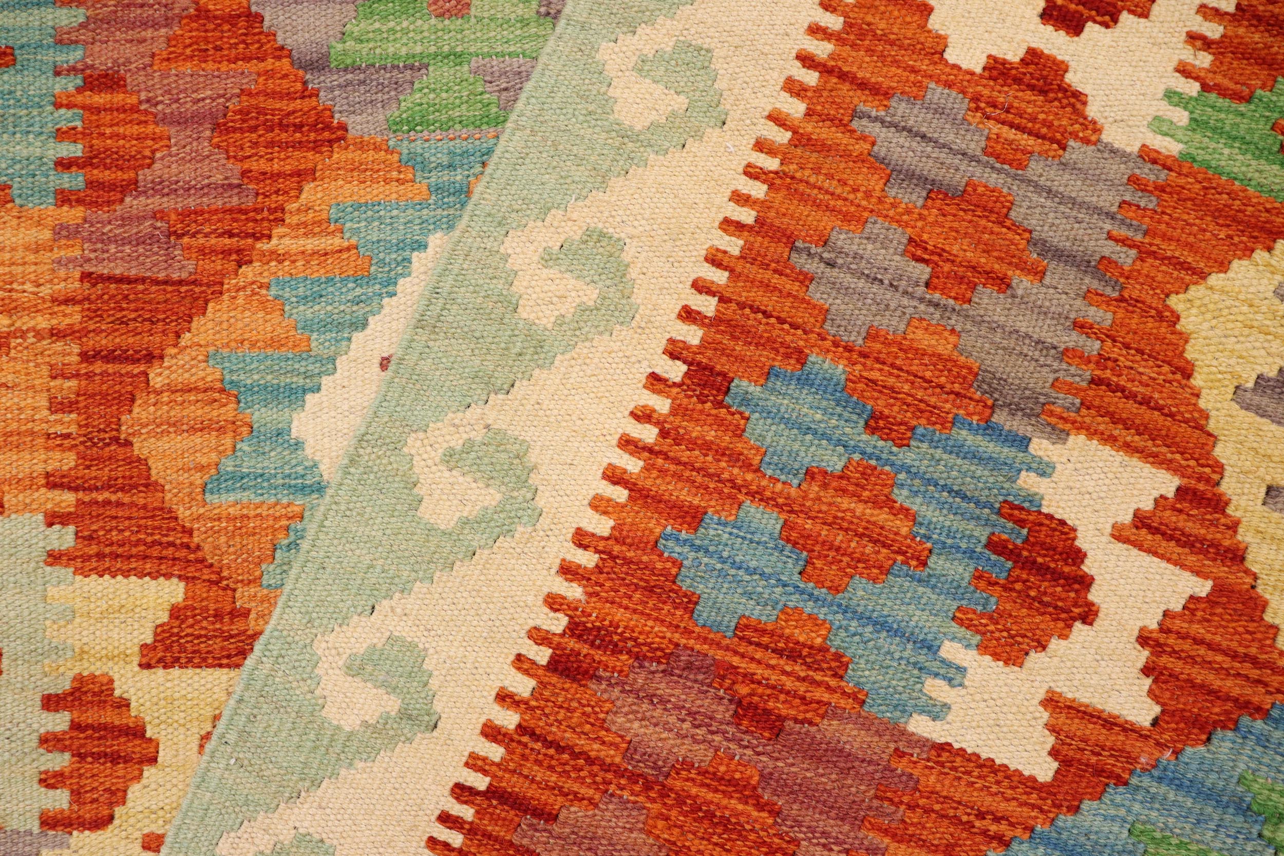handmade Geometric Kilim Rust Beige Hand-Woven RECTANGLE 100% WOOL area rug 4 x 6