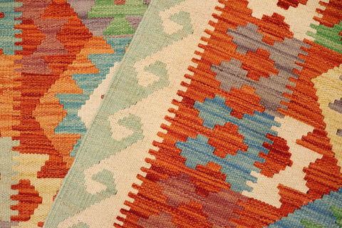 handmade Geometric Kilim Rust Beige Hand-Woven RECTANGLE 100% WOOL area rug 4 x 6