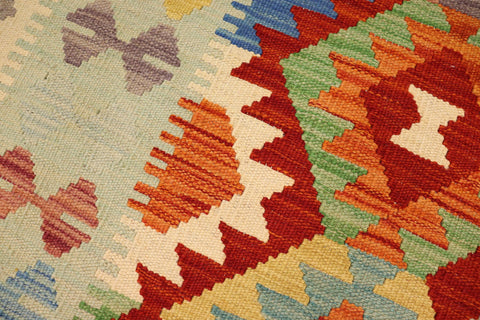 handmade Geometric Kilim Rust Blue Hand-Woven RECTANGLE 100% WOOL area rug 4 x 6