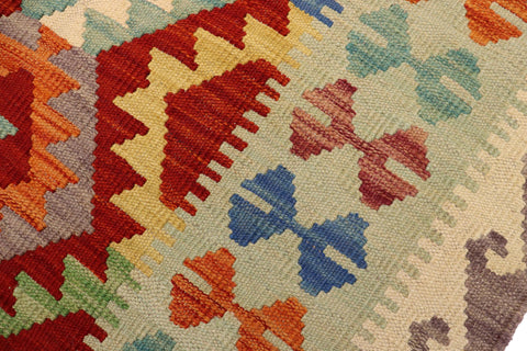 handmade Geometric Kilim Rust Blue Hand-Woven RECTANGLE 100% WOOL area rug 4 x 6
