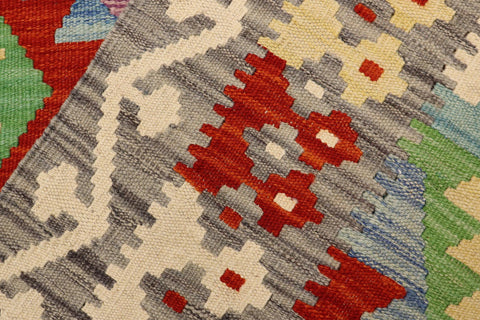 handmade Geometric Kilim Blue Gray Hand-Woven RECTANGLE 100% WOOL area rug 4 x 6