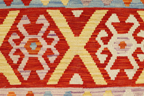 handmade Geometric Kilim Rust Blue Hand-Woven RECTANGLE 100% WOOL area rug 3 x 4