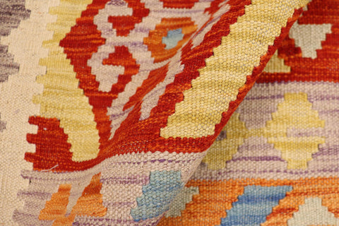 handmade Geometric Kilim Rust Blue Hand-Woven RECTANGLE 100% WOOL area rug 3 x 4