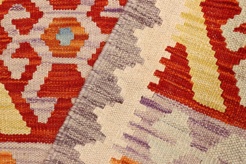 handmade Geometric Kilim Rust Blue Hand-Woven RECTANGLE 100% WOOL area rug 3 x 4