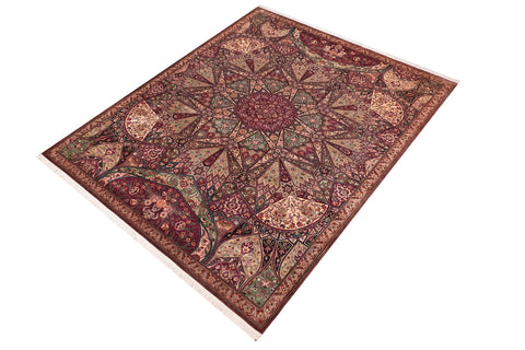 handmade Traditional Moughal Red Brown Hand Knotted RECTANGLE 100% WOOL area rug 9x12