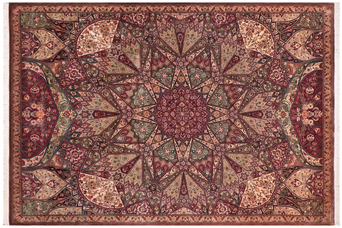 handmade Traditional Moughal Red Brown Hand Knotted RECTANGLE 100% WOOL area rug 9x12