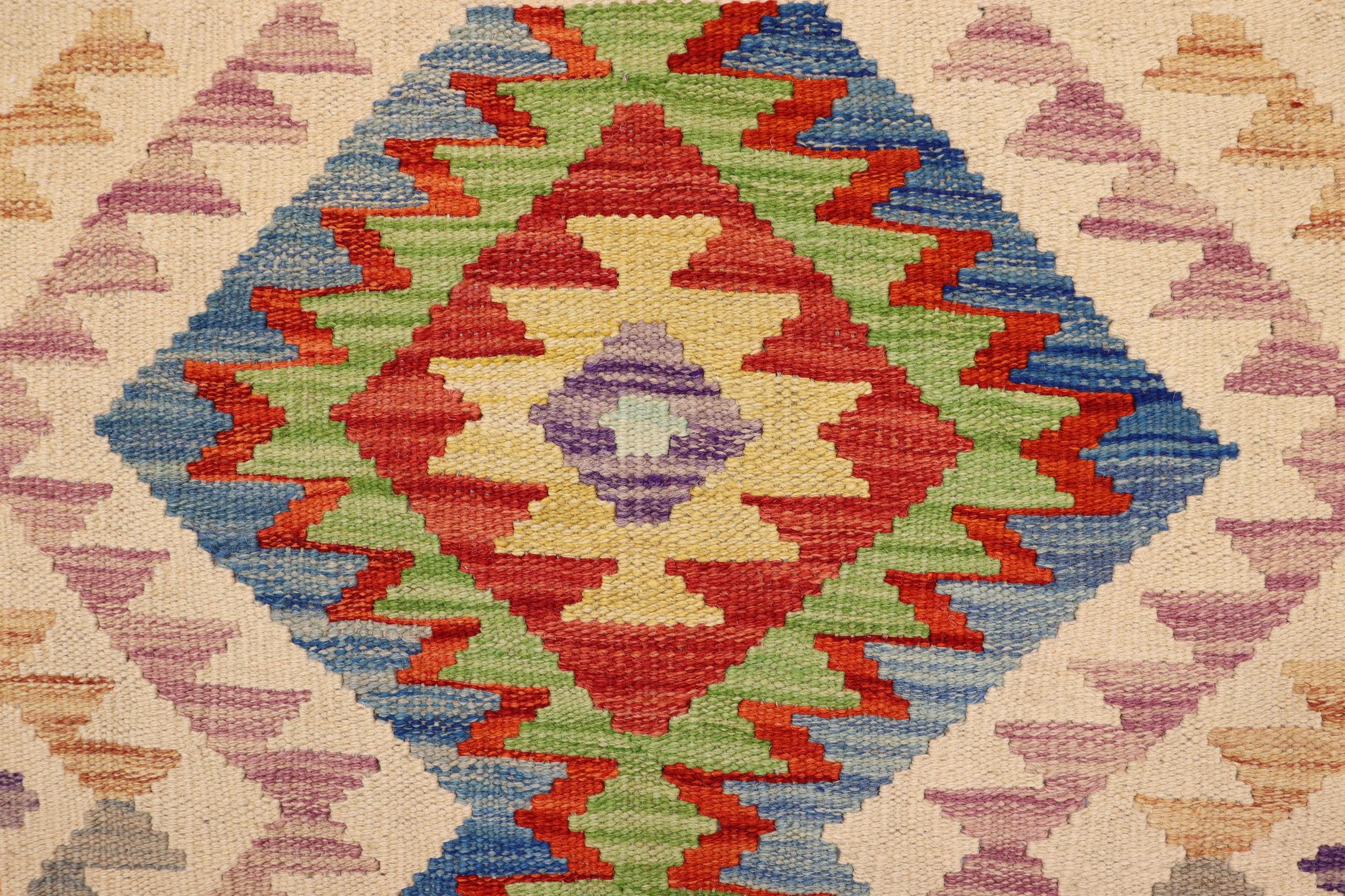 handmade Geometric Kilim Beige Blue Hand-Woven RECTANGLE 100% WOOL area rug 3' x 4'