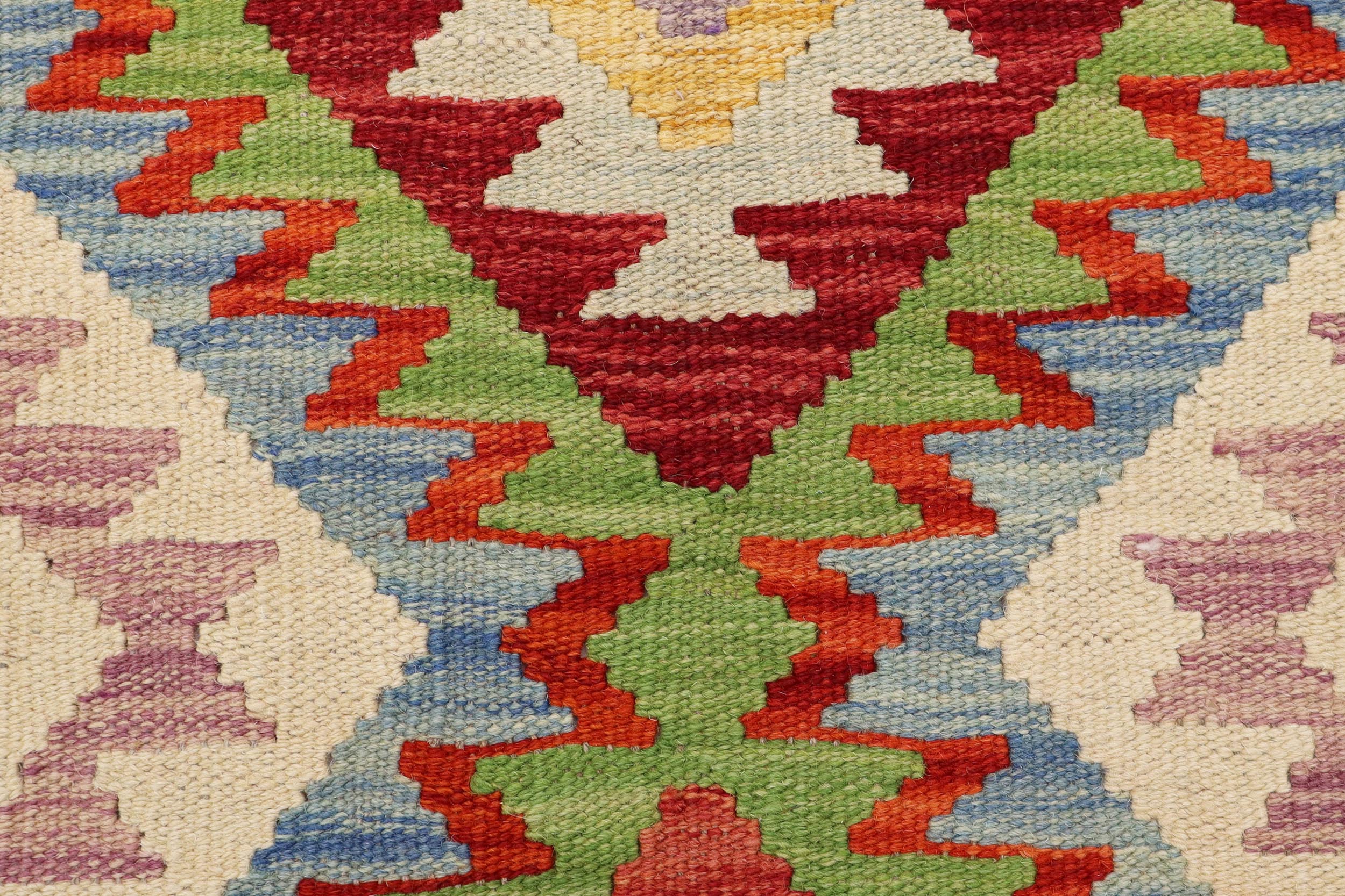 handmade Geometric Kilim Beige Blue Hand-Woven RECTANGLE 100% WOOL area rug 3' x 4'