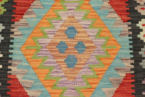 handmade Geometric Kilim Blue Black Hand-Woven RECTANGLE 100% WOOL area rug 2' x 3'