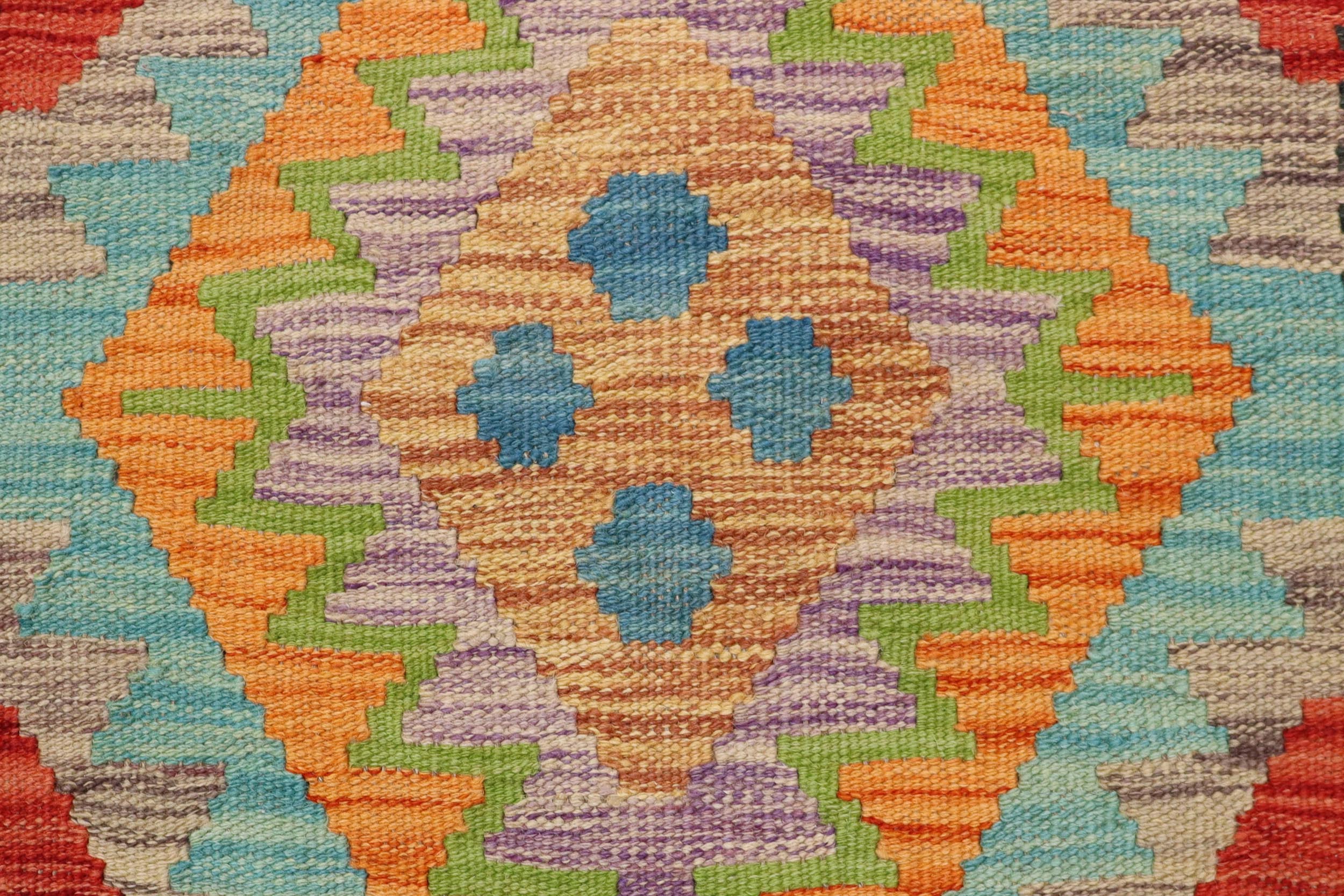 handmade Geometric Kilim Blue Black Hand-Woven RECTANGLE 100% WOOL area rug 2' x 3'
