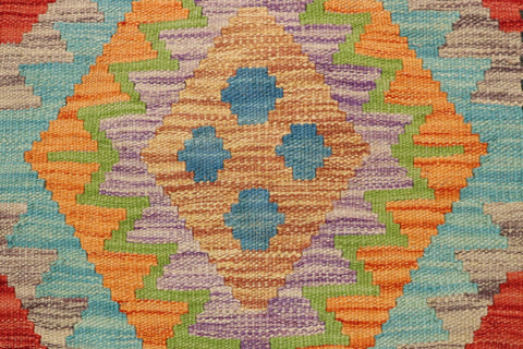 handmade Geometric Kilim Blue Black Hand-Woven RECTANGLE 100% WOOL area rug 2' x 3'
