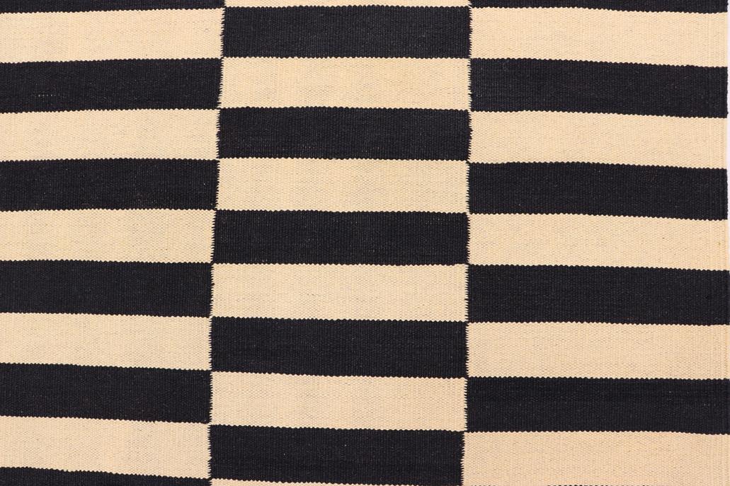 Flat Weave Kilim Antique Navaho Vintage handmade Modern Kilim Beige Black Hand-Woven Runner 100% Wool Area Rug 3x9 