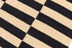 Flat Weave Kilim Antique Navaho Vintage handmade Modern Kilim Beige Black Hand-Woven Runner 100% Wool Area Rug 3x9 